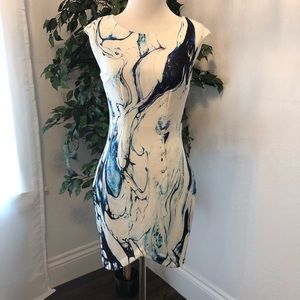 Short Water Color Patterned Cocktail Dress